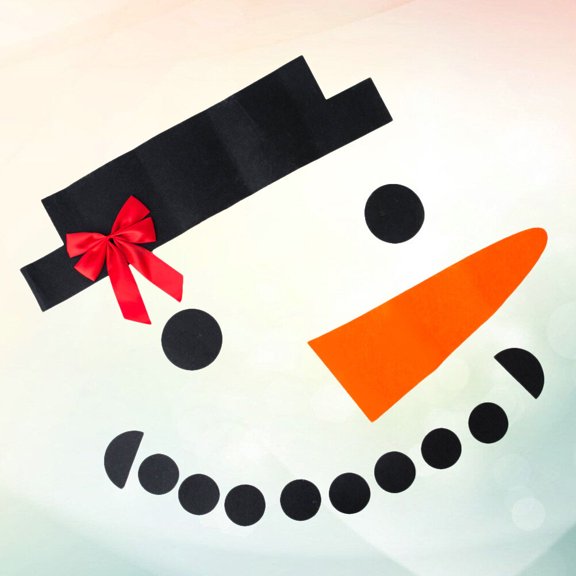 LABSERRON 16Pcs Christmas Sticker Decor Snowman Face Non Woven Cloth Wall Decals with Adhesive Tape