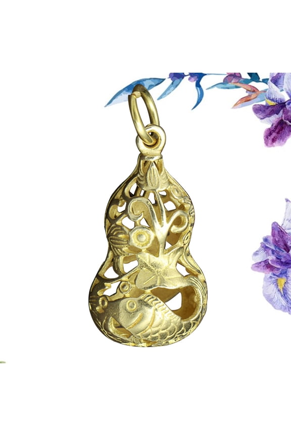 Copper Gourd Key Pendant Brass Small 3.7x1.7x1.7cm Golden Hanging Car Key Accessory 1Pack