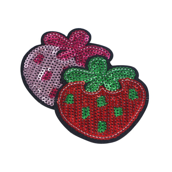 LABSERRON Strawberry Shape Sequin Patches for Clothing and Bags, Red Decorative Cover Holes, 20 Pieces