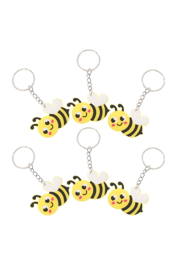 Creative Keychain 6Pcs Bee Pendant PVC Metal for Phone Bag Accessory Girlfriend present