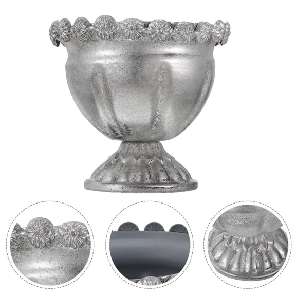 LABSERRON Cute Planters 1Pc Retro Style Iron Bucket Silver 13x4.9in Indoor Plants