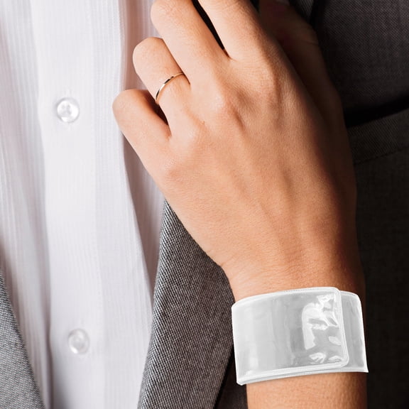 LABSERRON Cycling Reflector Snap Bands 6Pcs Silver Round Wristbands for High Visibility