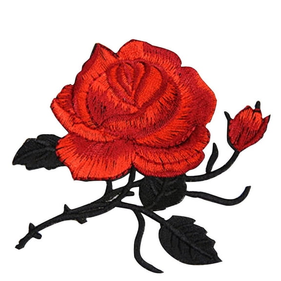 LABSERRON Diy Red Rose Embroidery Sewing Patch 3.3x3.1x0.04In for Fabric Appliqu 2Pcs