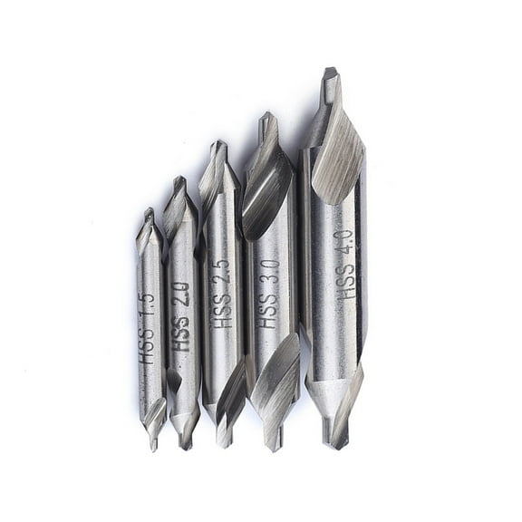 LABSERRON 5Pcs Double-Ended Center Drill Bits Set for Mechanics, Prevents Drill Walking in Precision Machining