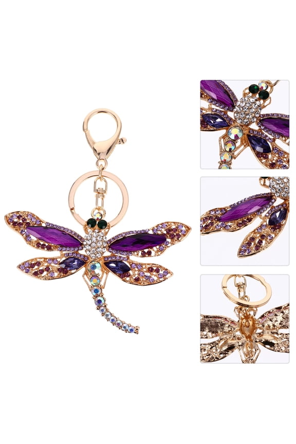 Dragonfly Rhinestone Keychain Zinc Alloy Hanging Accessory for Adults present 1Pcs 12.5X4.1In