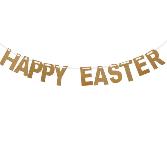LABSERRON Easter Party Banner Golden Glitter Burlap 1 Set 3 Meters 14 Cm Height Single Banner For Home Decor And Parties