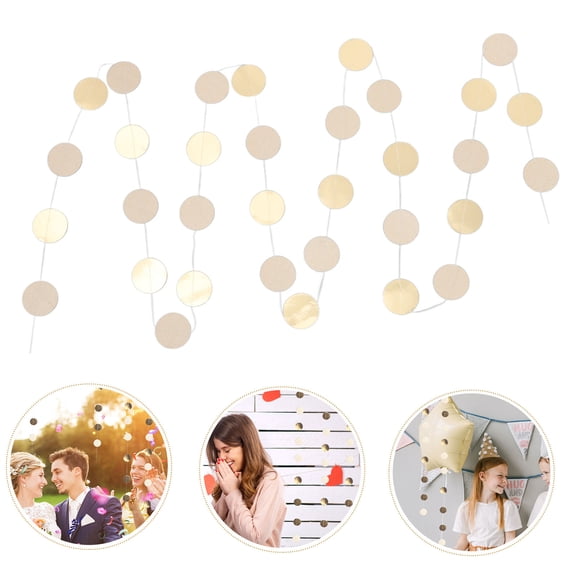 LABSERRON Elegant Design Golden Circle Dots Paper Garland 1Set for Wedding and Birthday Celebrations