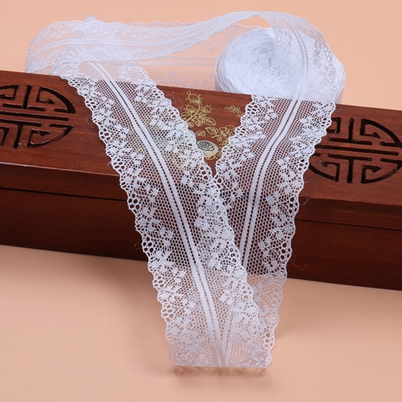 LABSERRON Embroidered Lace Trim 2 Rolls White Polyester 1500 x 4 x 0.1 Costume and Craft Projects