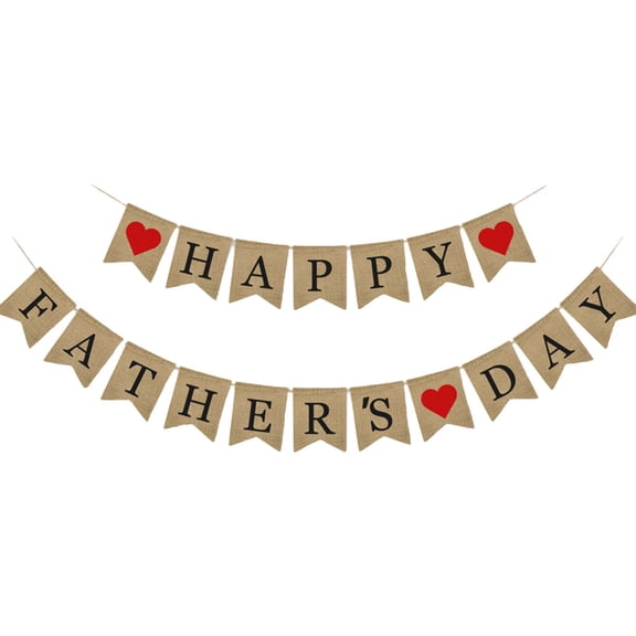 LABSERRON Father's Day Table Decorations 2Set Linen Triangle Banner for Indoor Outdoor Use
