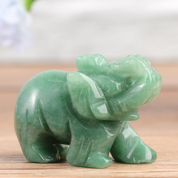 LABSERRON Green Crystal Elephant Figurine for Home Decoration with Flat Base Standing 2 Inch