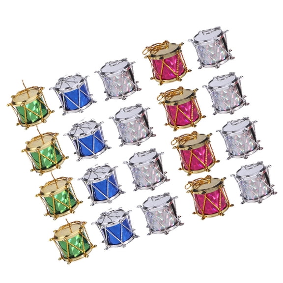 LABSERRON Hanging Ornament Premium Plastic Glitter Drums for Christmas 48Pcs