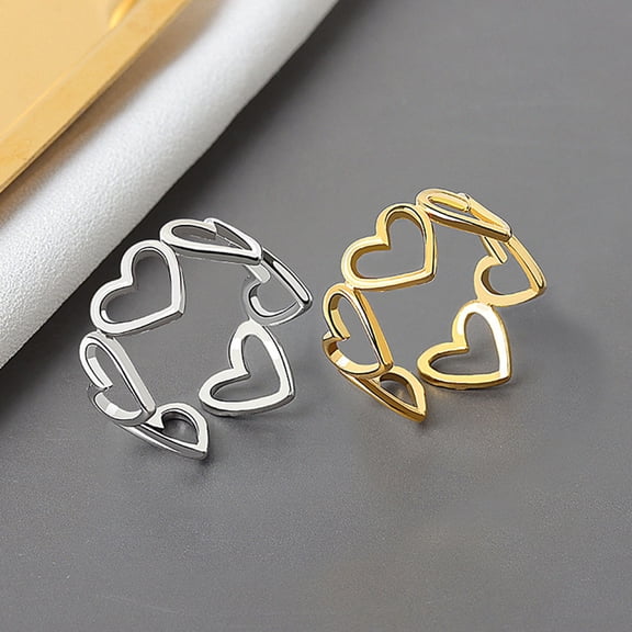 LABSERRON Heart Shaped Open Rings Assorted Color Copper for Decoration 2Pcs