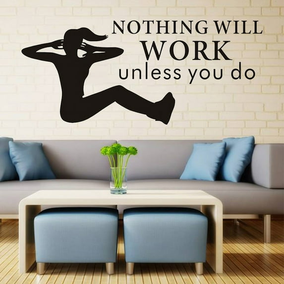LABSERRON Indoor Sports Wallpaper 1Pack Black Plastic Exercise Wall Sticker Decorative For Home Gym Wall Decor