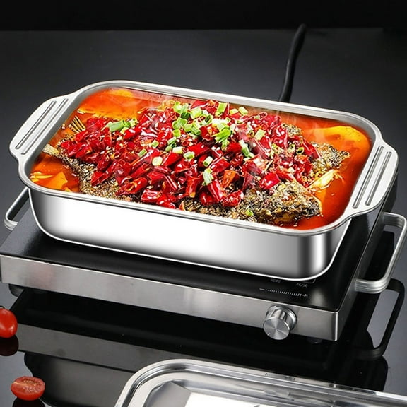 LABSERRON Lasagna Pan Roasting Pan Silver for Home Chefs 1Pcs