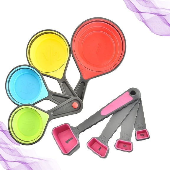 LABSERRON Measuring Cups and Spoons Set 18.5x10.5x0.4in Silicone for Cooking Baking Kitchen Accessories