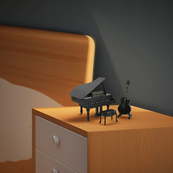 LABSERRON Miniature Piano And Guitar Set 1Set Mini Dollhouse Decor For present Recipients 11.8X4.3X3.9In