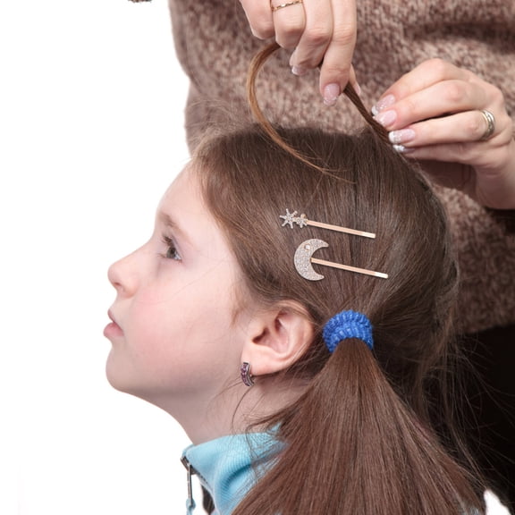 LABSERRON Moon Hair Clip Set Golden Rhinestone Bobby Pins For Women Elegant Look Everyday Use 2Pcs