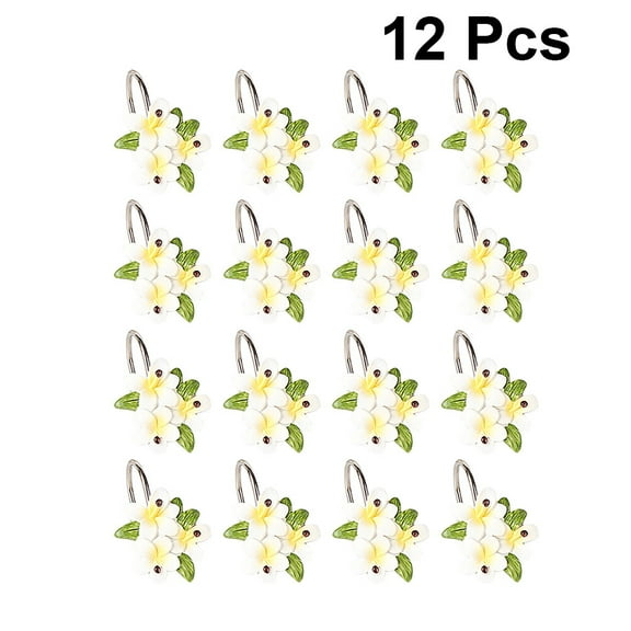 LABSERRON Multi Color Resin and Metal Flower Shape Shower Curtain Hooks Rustproof and Durable for Bathroom 12