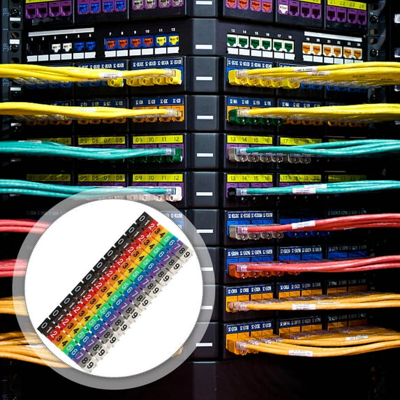 LABSERRON Number Tube 100pcs Clip-On Wire Tags Electrical Small Cable Markers Bright Colors For Cord Identification