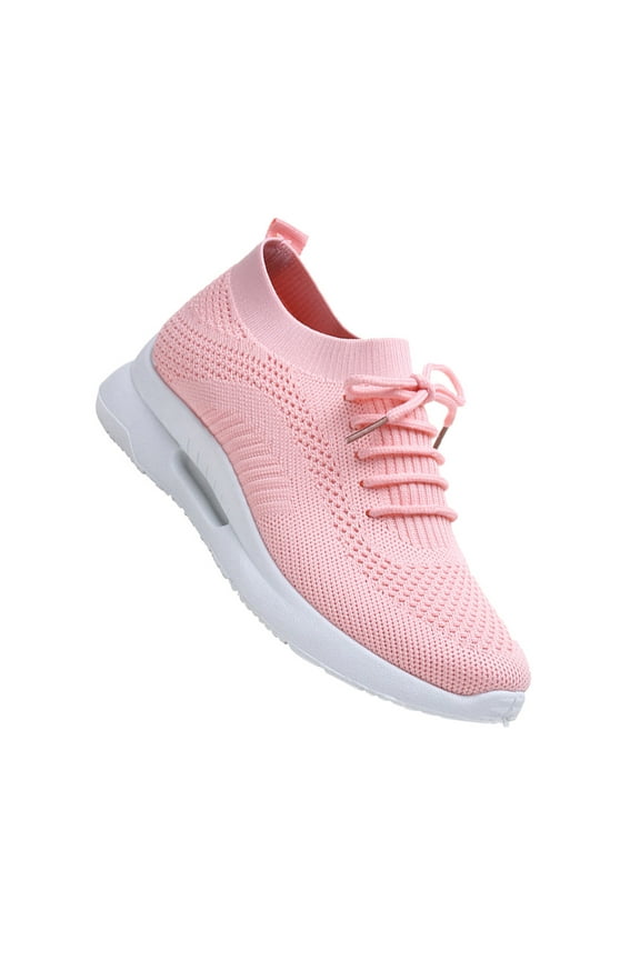 PU Pink Sports Shoes 1 Pair for Women with Weaving Mesh and Rubber Sole
