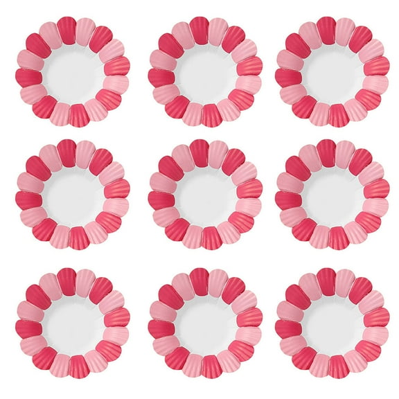 LABSERRON Paper Dishes 50 Pcs Red Paper Plates Petal Shape For Birthday Party Decorations