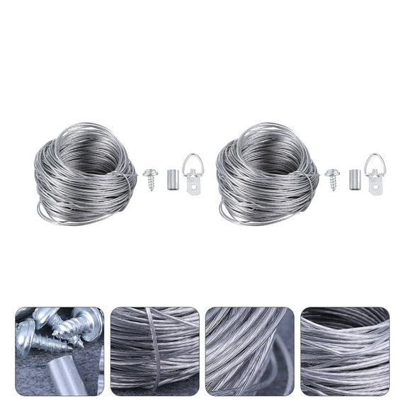 LABSERRON Picture Hanger Kit 2 Sets 20 Meters Wire Rope Silver for Wall Decor