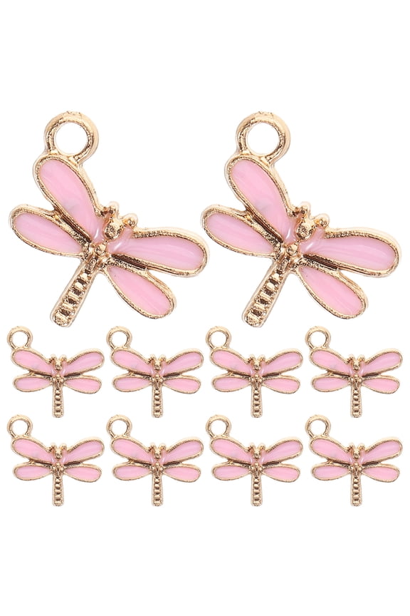 Pink Zinc Alloy Unique Dragonfly Charms 10Pcs For Daily Wear And Jewelry Projects