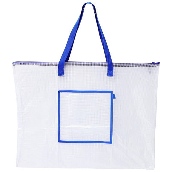 LABSERRON Poster Organizer 1Set Art Portfolio Bag Blue Durable Zipper Carrying Straps Waterproof Dustproof