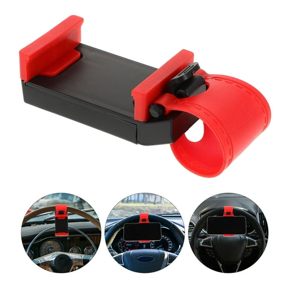 LABSERRON Red Plastic Car Steering Wheel Phone Mount 1Set For Safe Driving Experience