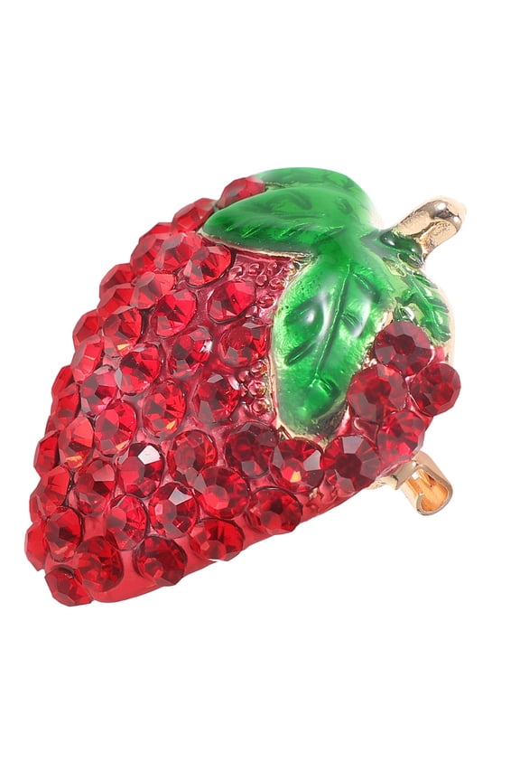 Rhinestone Lapel Pin Elegant Strawberry Jewelry 4.3x1.4x0.6in for Ladies Apparel