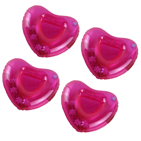 LABSERRON Rosy Inflatable Heart Shape Drink Coasters Made of PVC for Decorating Summer Party Favors 4pcs