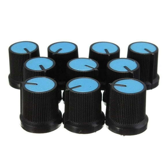LABSERRON Rotary Knobs 10Pcs Blue Plastic for Taper Potentiometer 6Mm Shaft Insert Diameter