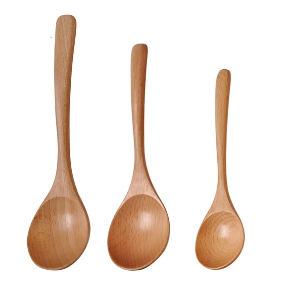 LABSERRON 3Pcs Multifunctional Chocolate Wood Spoons for Soup Oatmeal and Meal Serving