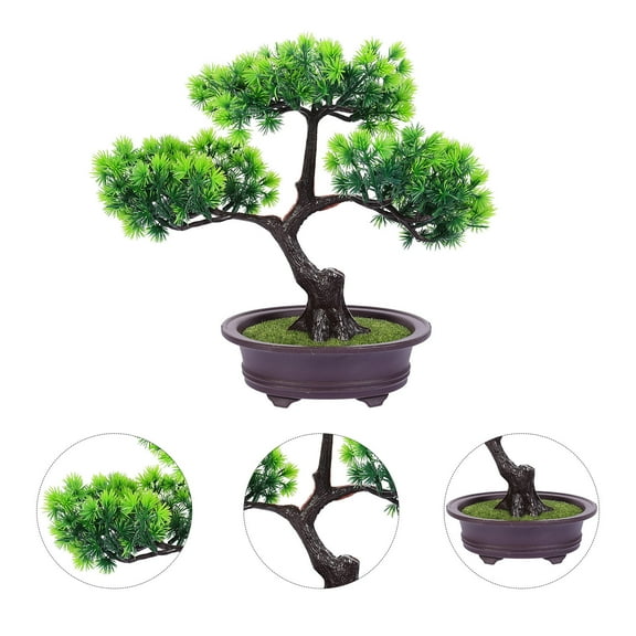 LABSERRON Simulation Welcome Pine Bonsai Decor 1Set Elegant Simple Lines Plastic Resin Flocking Home Office