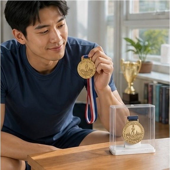 LABSERRON Tabletop Medal Display Box, Coins Trophy Holder Case Organizers