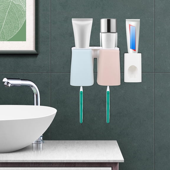 LABSERRON Toothbrush Storage Rack Environmental Plastic Space Saving Wall Mountable 1 Set 6.5X5.3X4.3in