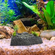 LABSERRON Dark Grey Tortoise Terrace Rock Decor, Reptile Habitat Landscaping Centerpiece for Pet Reptile Cage Enrichment, 1 Pack
