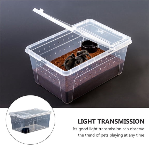 LABSERRON Transparent Acrylic Pet Feeding Container with Ventilation Holes for Reptiles Ideal for Safe Use 1 Set