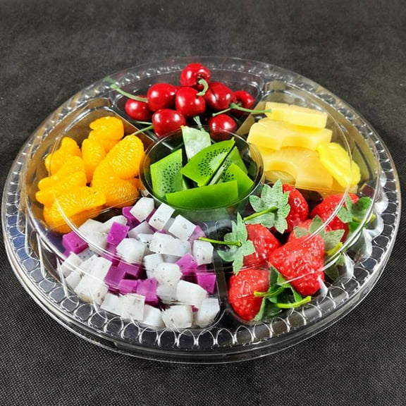 LABSERRON Transparent Plastic Fruit Box with Tight Seal for Storage Use Great for Fresh Fruits Vegetables and Leftovers 6 Grid 5 Pcs