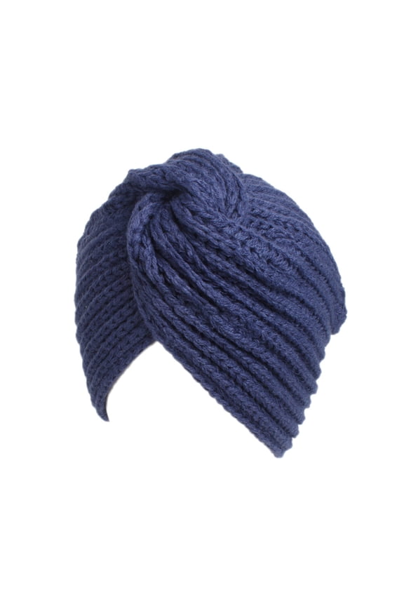 Turban Hats for Women in Navy Blue 1Pcs with Woolen Yarn for Cold Weather and Different Occasions