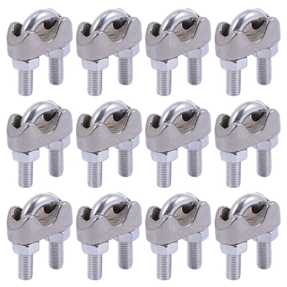LABSERRON U Type Cable Clamp 12 Pcs for Joining Wire Ropes Corrosion Resistance Silver Color Hardware