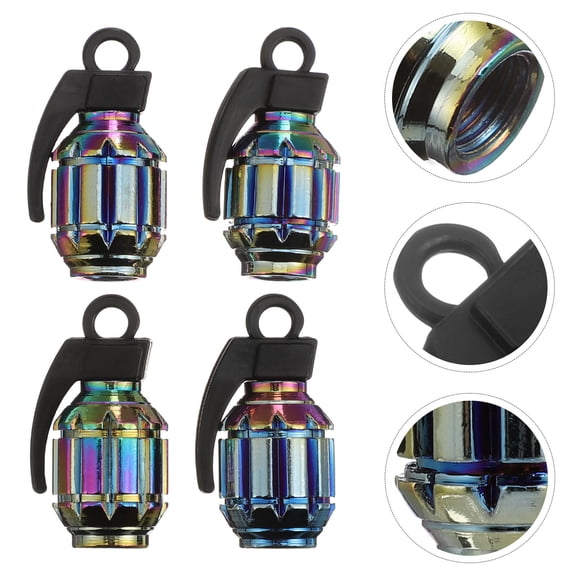 LABSERRON Vehicle Tire Valve Stem Caps 4Pcs in Multi-colored Stainless Steel