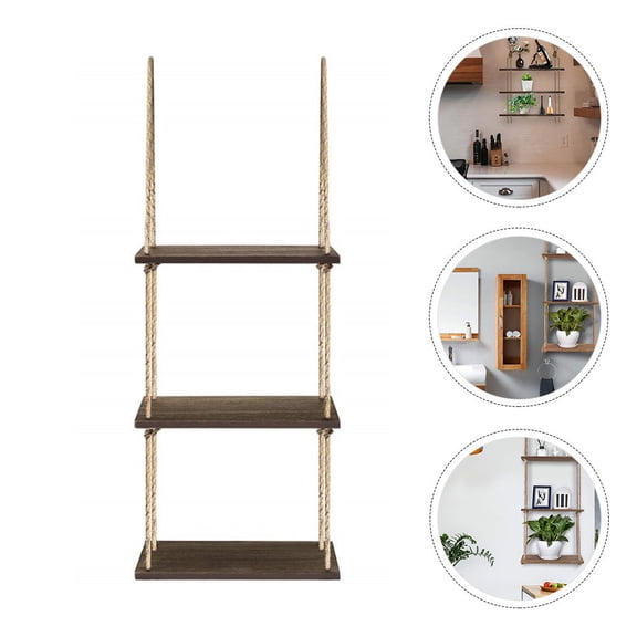 LABSERRON Wall Mounted Corner Storage Rack 1Pack Simple Practical Design Brown Light Brown 16.51X7.86in