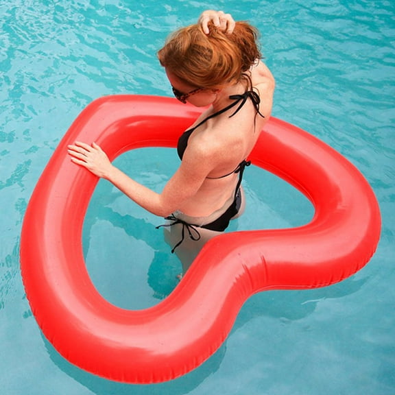 LABSERRON Water Activities Red Heart Shaped Swim Ring for Adults 11.8X9.8X3.9in 1PC