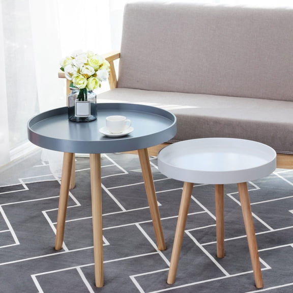 LABSERRON White Nordic Style Table Small Round Sofa Side Table for Living Room Balcony