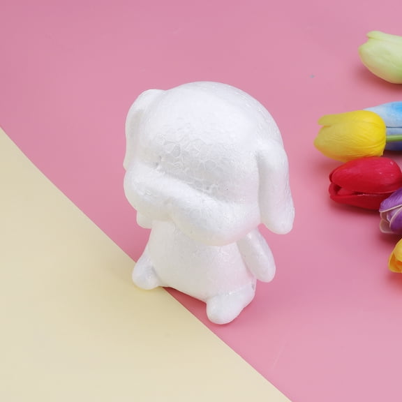 LABSERRON White Puppy Shaped Modeling Foam for DIY Crafts Made of Dragon Bubble Lightweight and Durable 7.8 Inches