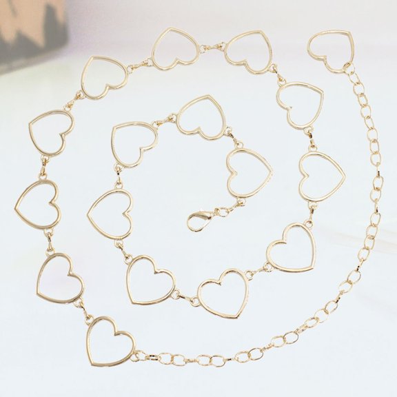 LABSERRON Women Waist Chain Fashion Heart-shaped Golden Alloy 10.2x1.1in 1Pcs