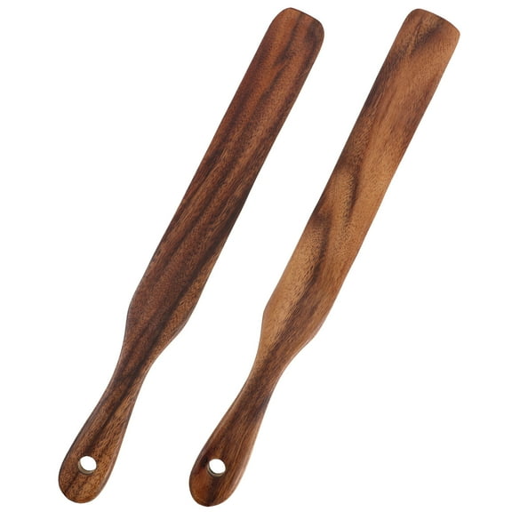 LABSERRON Wood Spurtles 2Pcs with Curved Edge for Baking and Cooking in the Kitchen