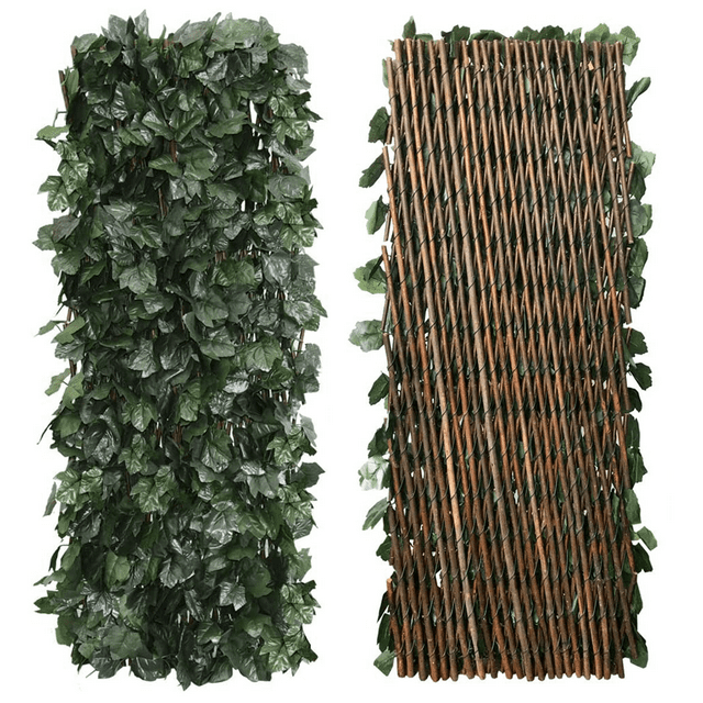 LABUBU Expandable Faux Privacy Fence, Artificial Ivy Privacy Fence ...