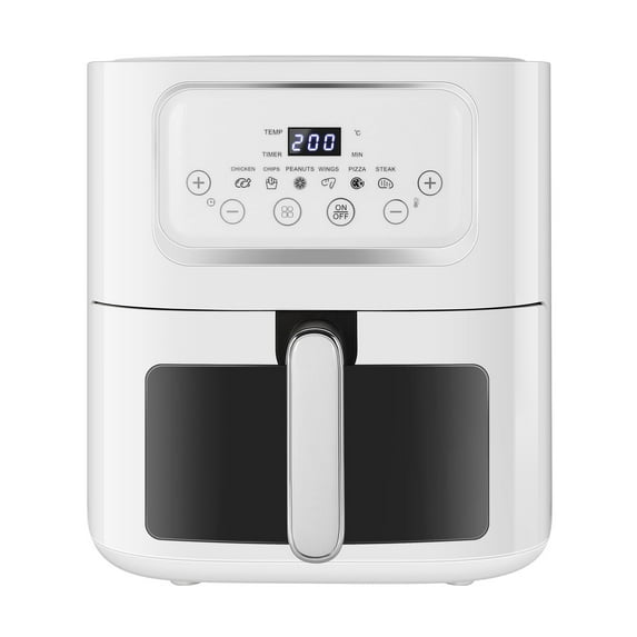 LAC LAICHY 10 Qt Air Fryer, 900W,Elegant Black Design,200°F-400°F Temperature Control,Oil-Less Cooking,White